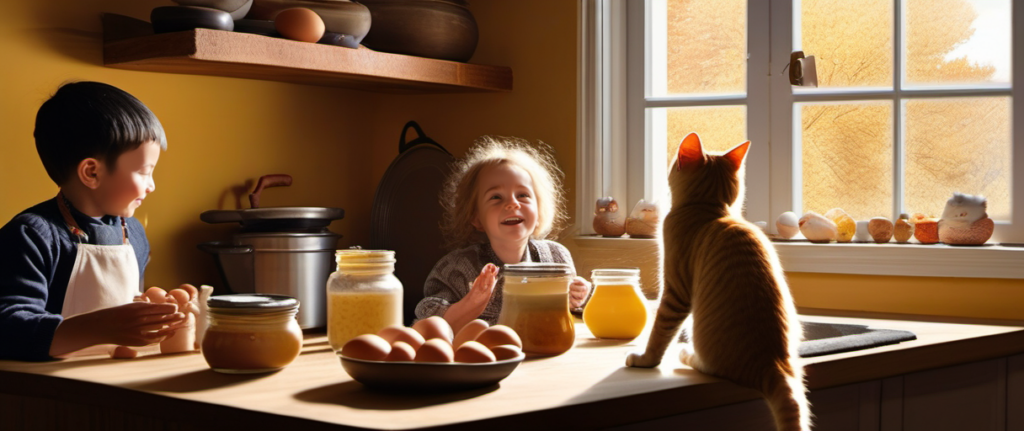 Quand l'œuf devient un jouet et le chat le chef : Ma recette miracle au beurre d’érable sphinx article 00418